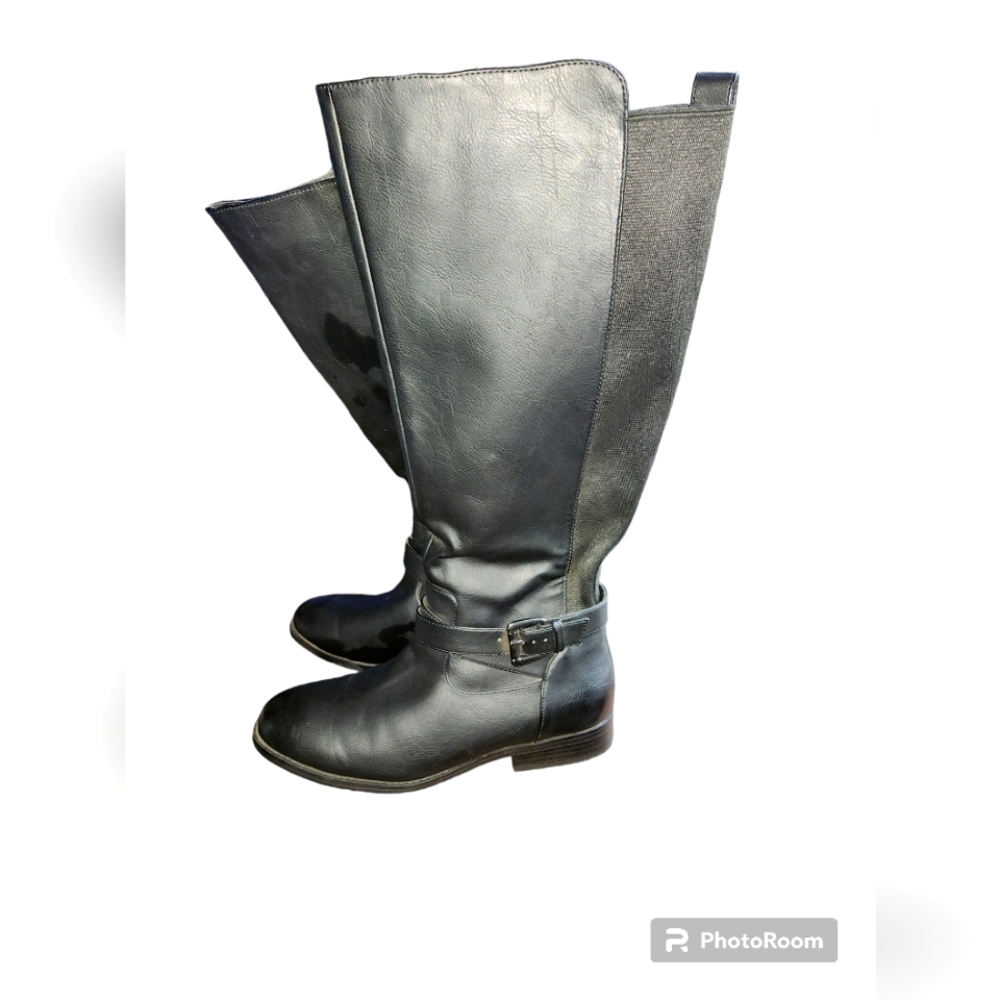Target brand ladies black leather boots sz 8 1/2